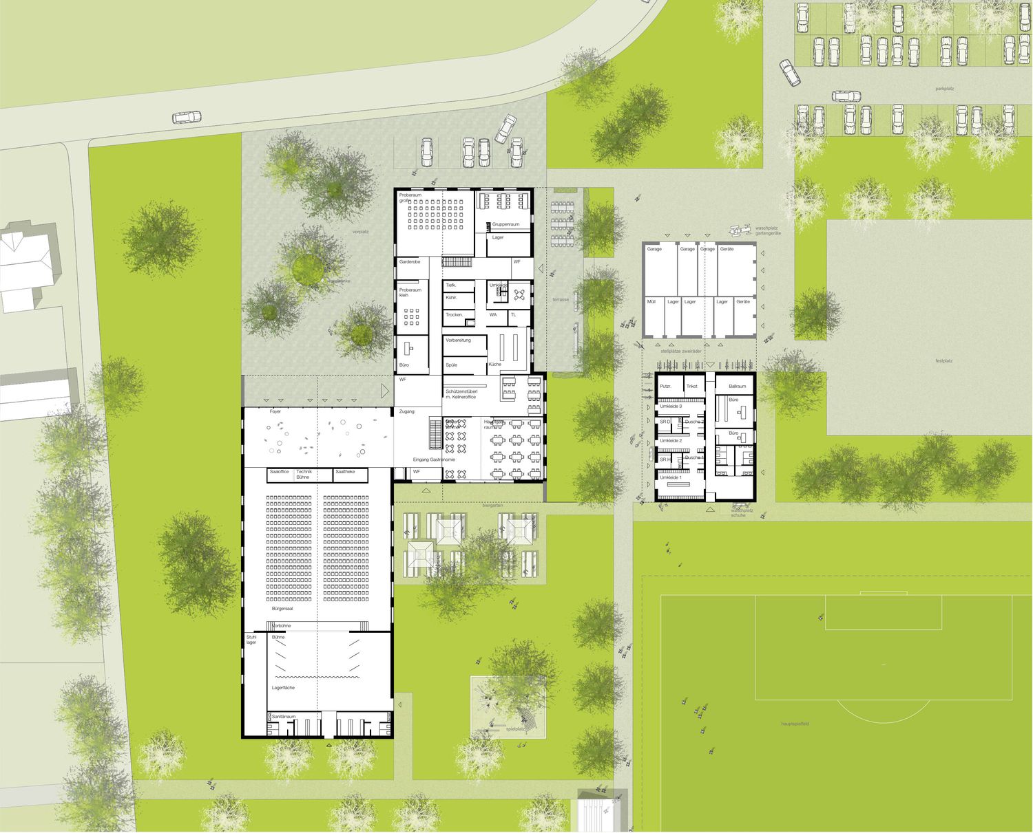 Bild zum Projekt Wettbewerb Neubau Bürger- und Vereinszentrum Denklingen