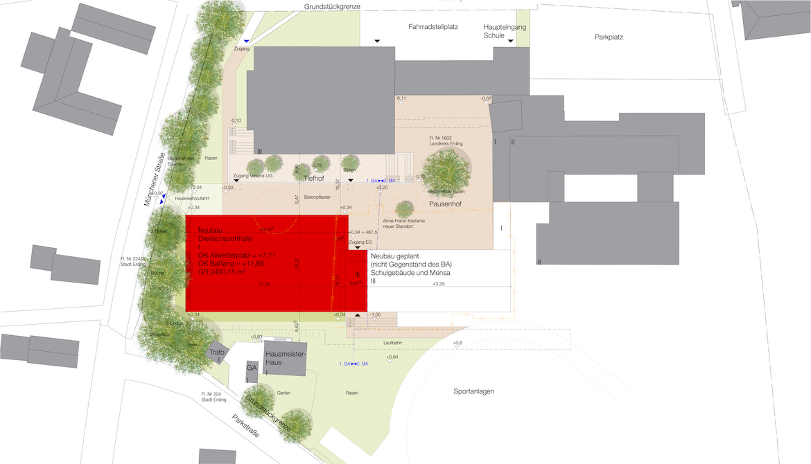 Bild zum Projekt Neubau Dreifachturnhalle und Umbau und Erweiterung Anne-Frank-Gymnasium Erding