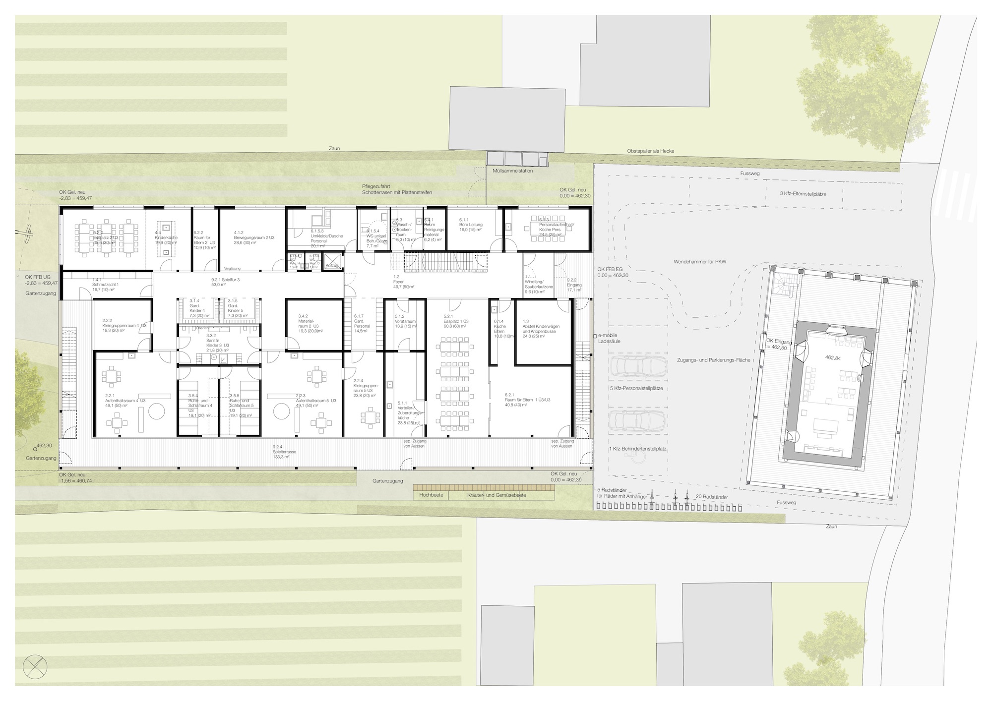 Kindertagesstätte Loreto Tettnang - Grundriss Erdgeschoss Bild zum Projekt Verhandlungsverfahren Kindertagesstätte Loreto, Tettnang