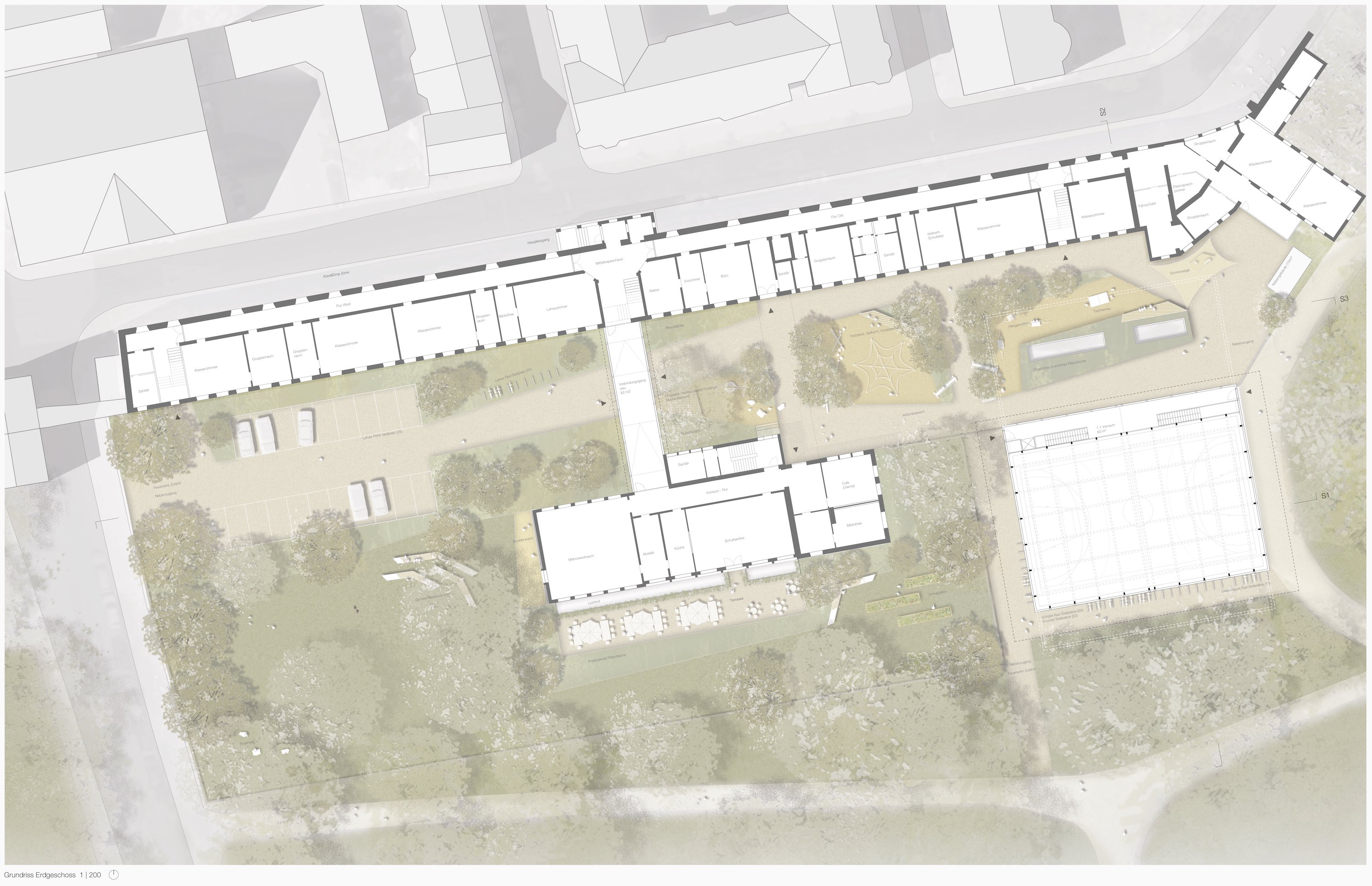 Bild zum Projekt Wettbewerb Neubau Einfeld-Sporthalle Reichshainschule Memmingen