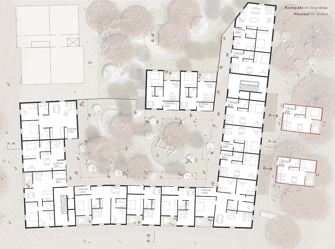 Bild zum Projekt Wettbewerb Neuordnung Quartier "Rosenviertel" Memmingen