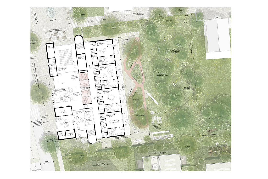 Praesentationsplaene Bild zum Projekt Wettbewerb Kindertagesstätte Waltenhofen-Hegge mit Wohnungsbau